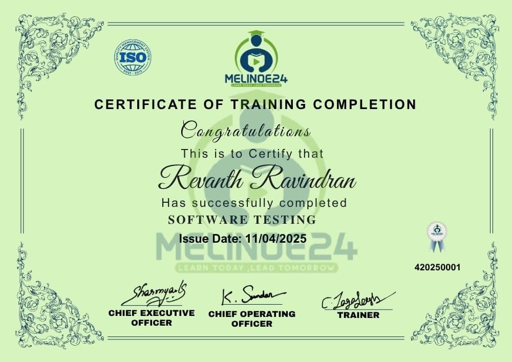 Software Course Certificate
